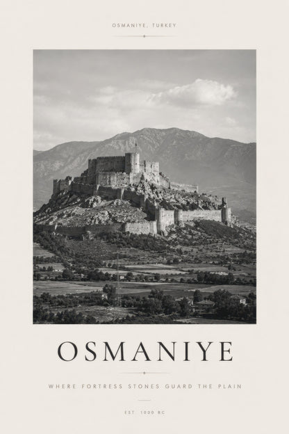 Gri Bej Osmaniye Kalesi Tarihi Mimari Duvar Tablosu