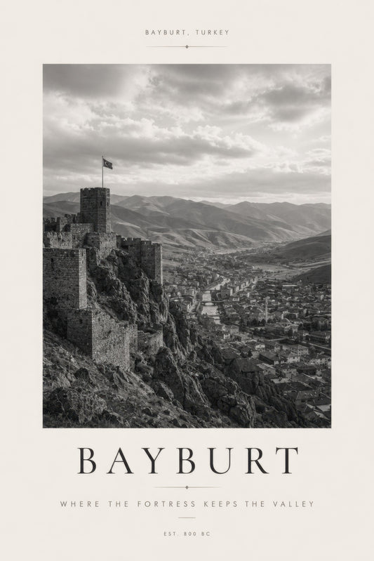 Gri Beyaz Bayburt Kalesi Tarihi Mimari Duvar Tablosu