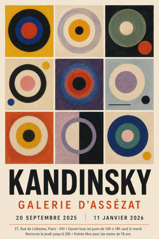 Mavi Turuncu Soyut Geometrik Daireler Kandinsky Tarzı Duvar Tablosu