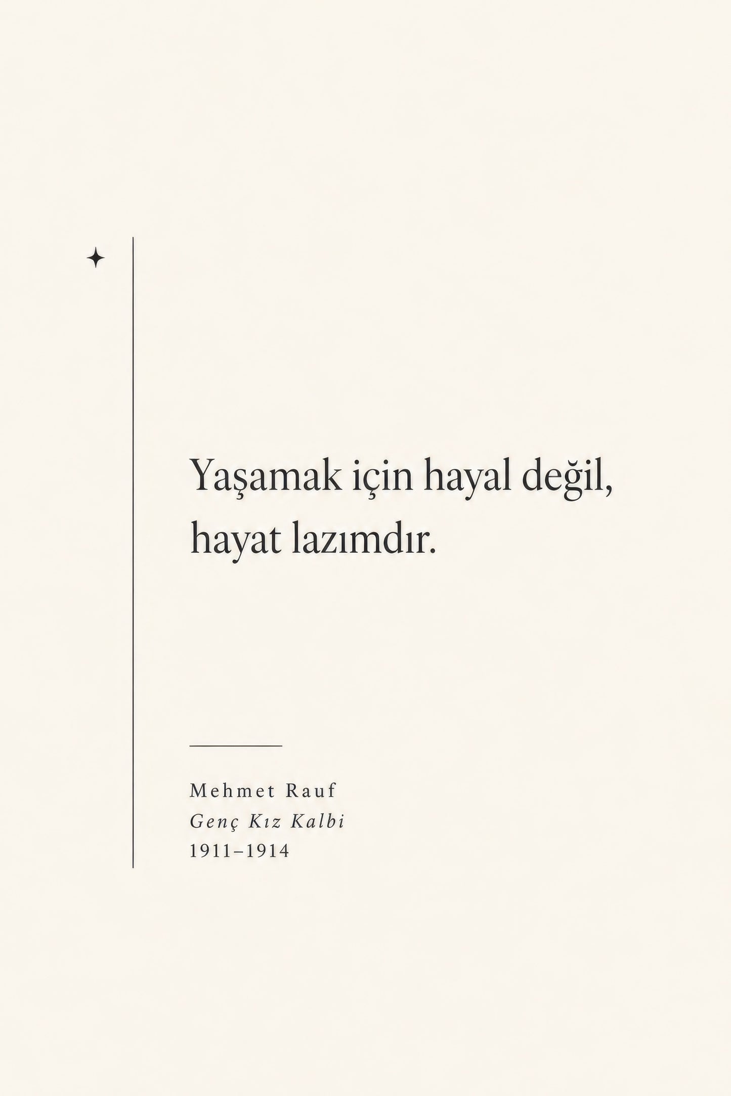 Bej Siyah Mehmet Rauf Alıntı Minimalist Duvar Tablosu
