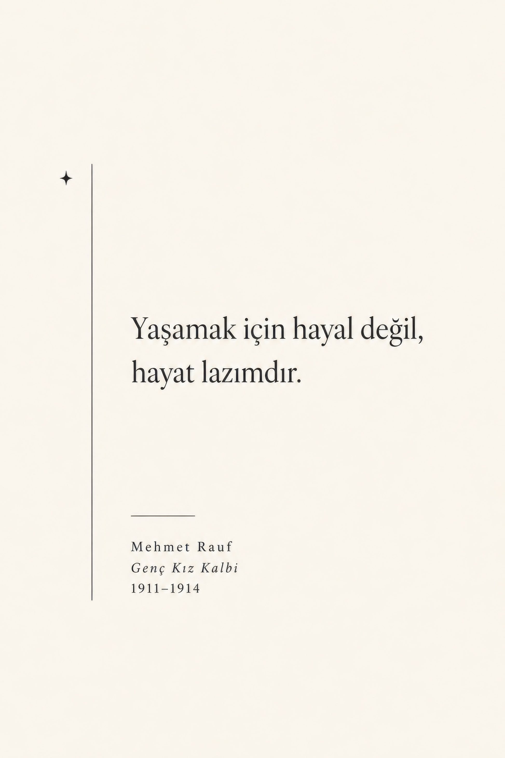 Bej Siyah Mehmet Rauf Alıntı Minimalist Duvar Tablosu