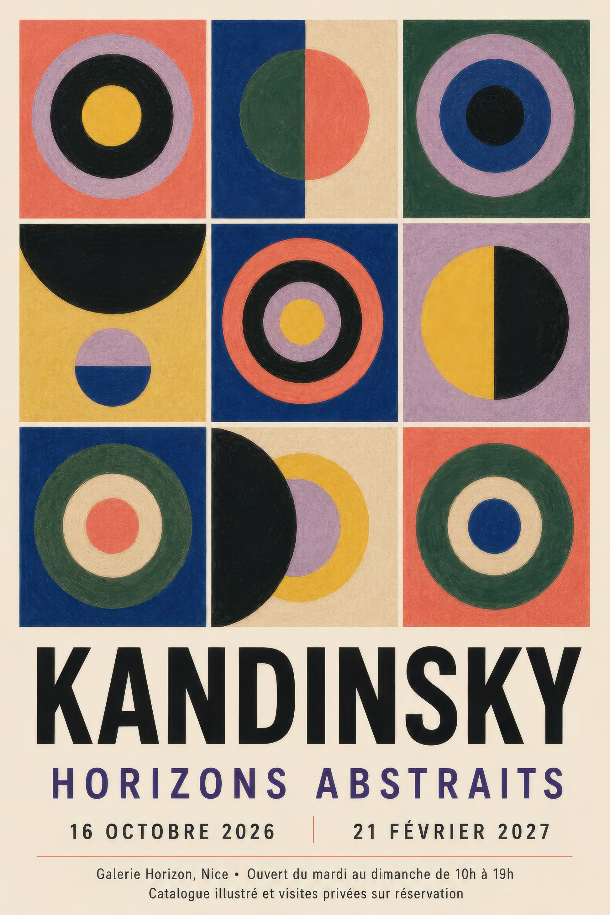 Mavi Turuncu Geometrik Soyut Daireler Kandinsky Duvar Tablosu