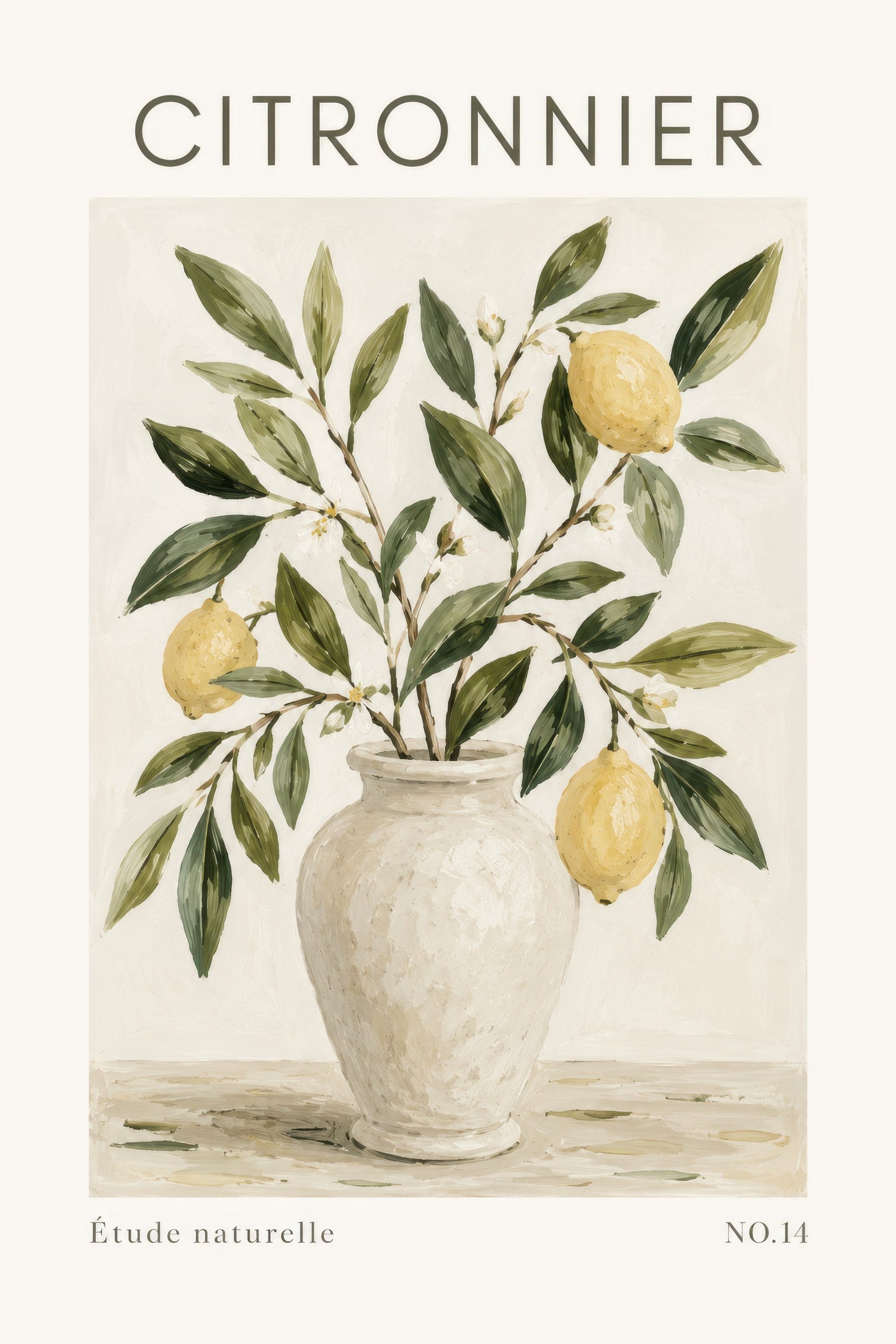 Sarı Yeşil Limon Dalı Botanik Duvar Tablosu