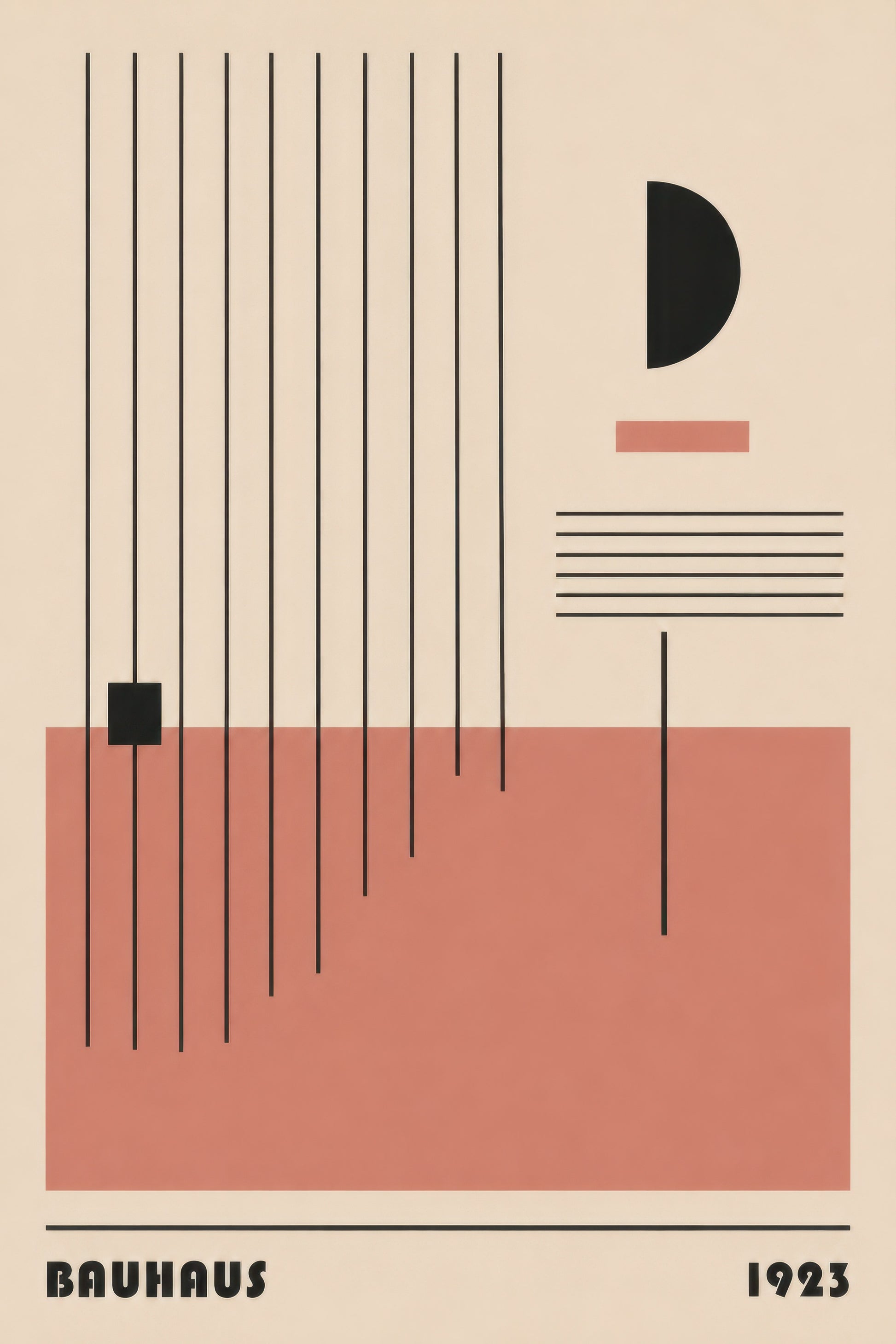 Bej Mercan Bauhaus Geometrik Soyut Duvar Tablosu