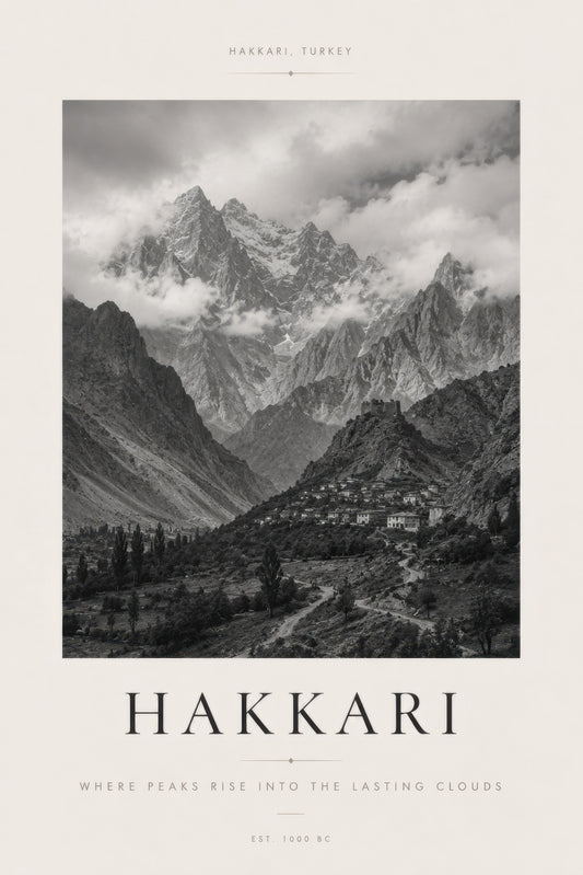 Siyah Beyaz Hakkari Dağ Manzarası Siyah Beyaz Fotoğraf Duvar Tablosu
