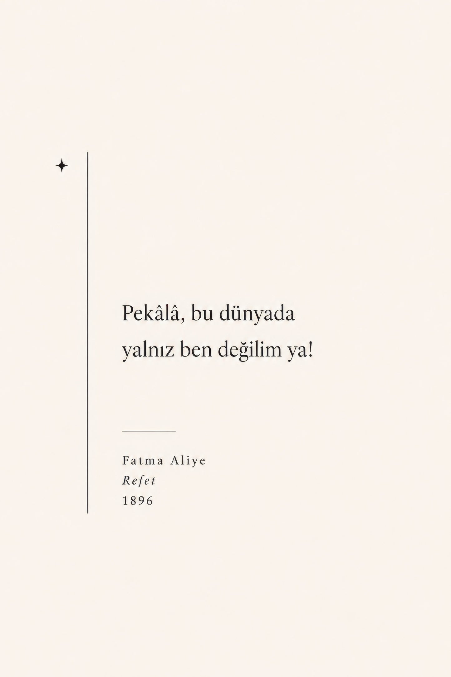 Bej Siyah Fatma Aliye Alıntı Tipografi Duvar Tablosu