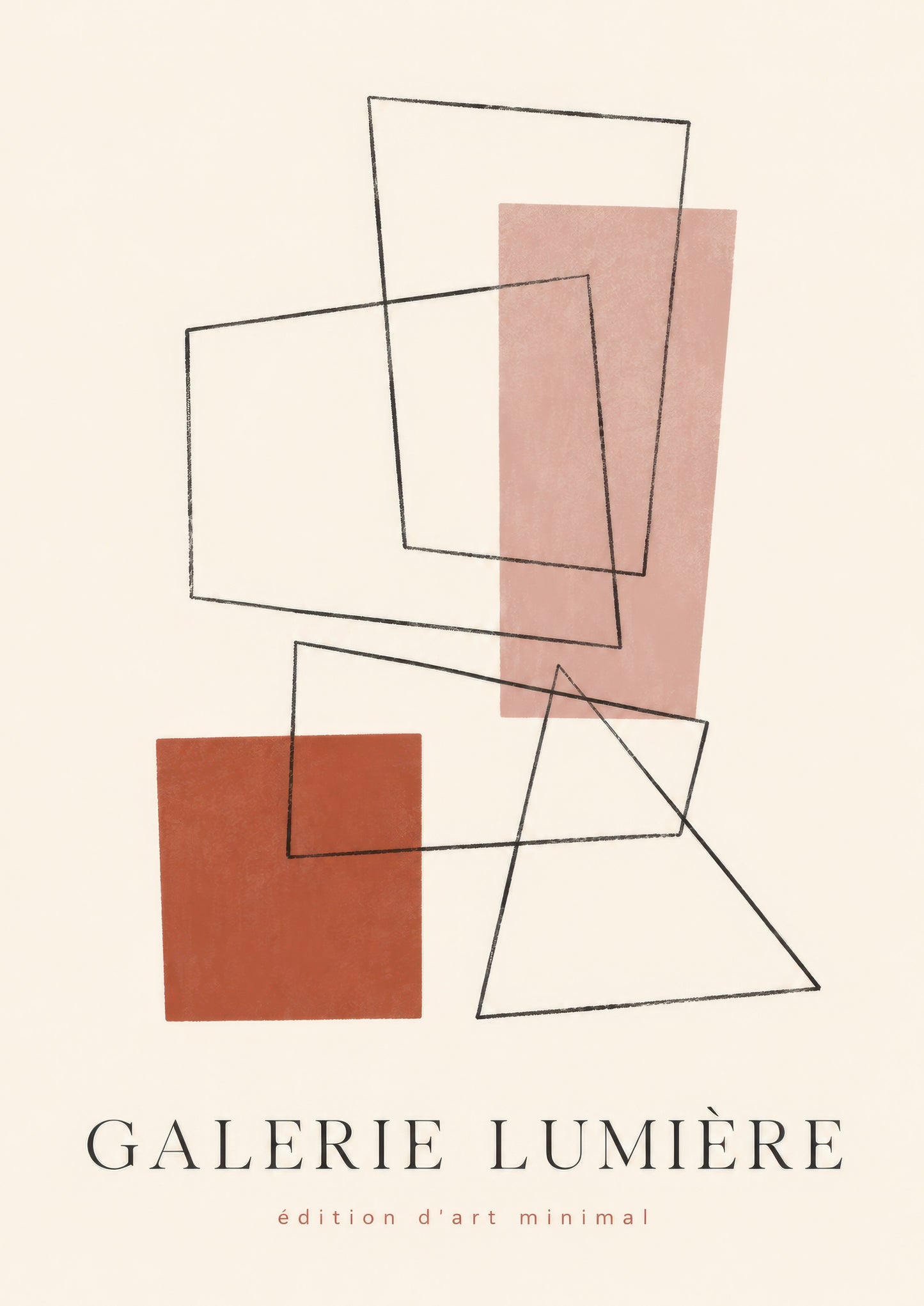 Pembe Terakota Geometrik Soyut Minimal Duvar Tablosu