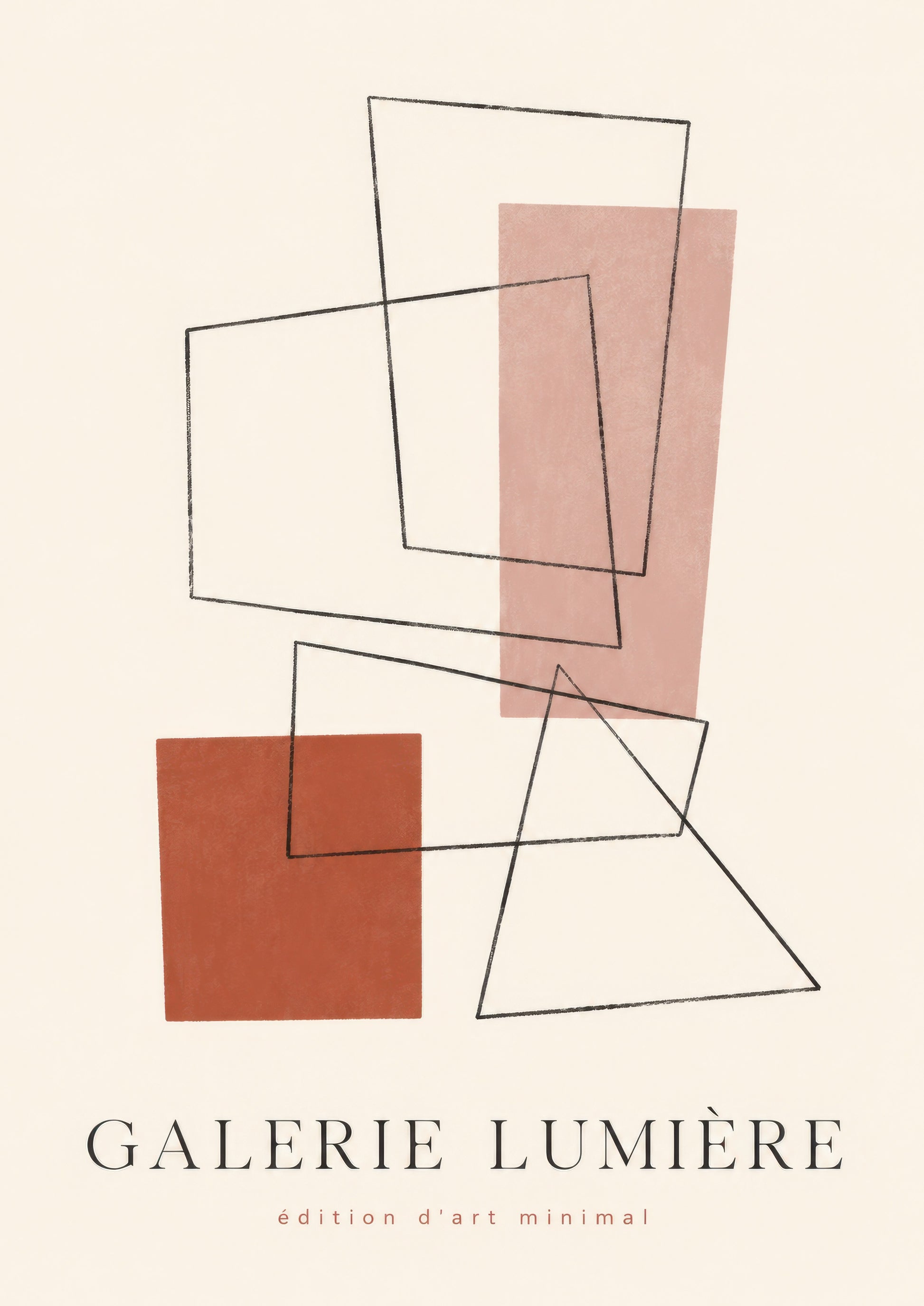 Pembe Terakota Geometrik Soyut Minimal Duvar Tablosu