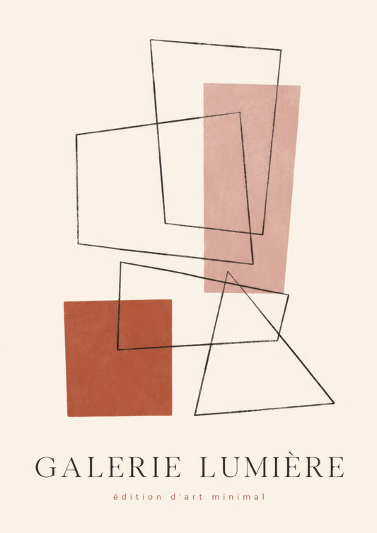 Pembe Terakota Geometrik Soyut Minimal Duvar Tablosu