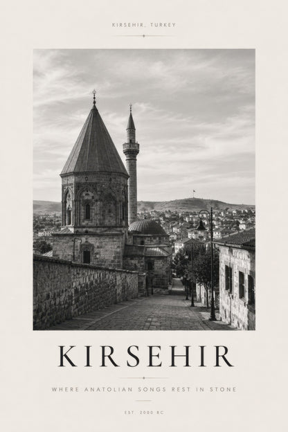 Gri Bej Kırşehir Tarihi Mimari Siyah Beyaz Duvar Tablosu