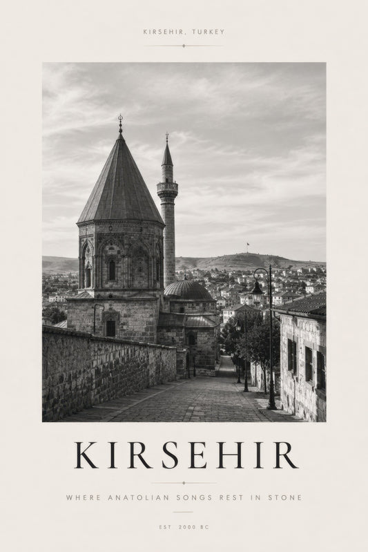 Gri Bej Kırşehir Tarihi Mimari Siyah Beyaz Duvar Tablosu