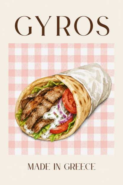 Krem Pembe Gyros Lezzetli Yemek İllüstrasyonu Duvar Tablosu