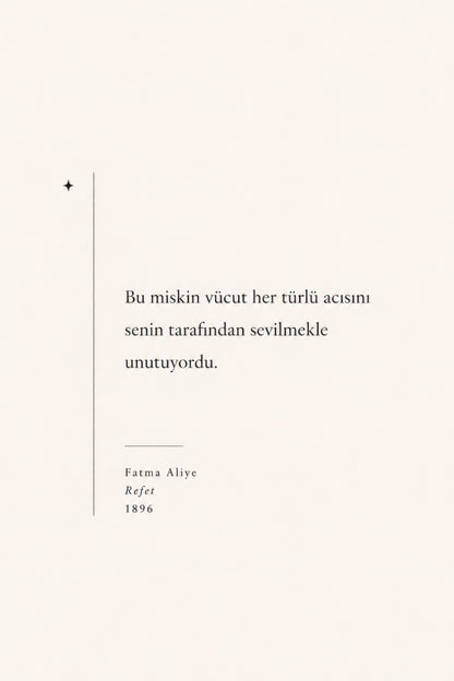 Krem Siyah Fatma Aliye Refet Alıntı Minimalist Duvar Tablosu