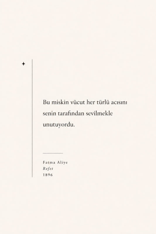 Krem Siyah Fatma Aliye Refet Alıntı Minimalist Duvar Tablosu