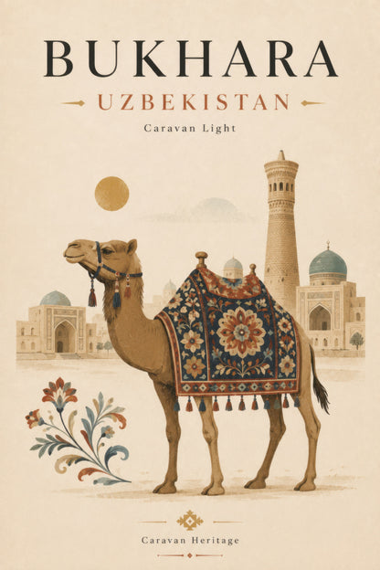 Bej Altın Buhara Özbekistan Deve Vintage Duvar Tablosu