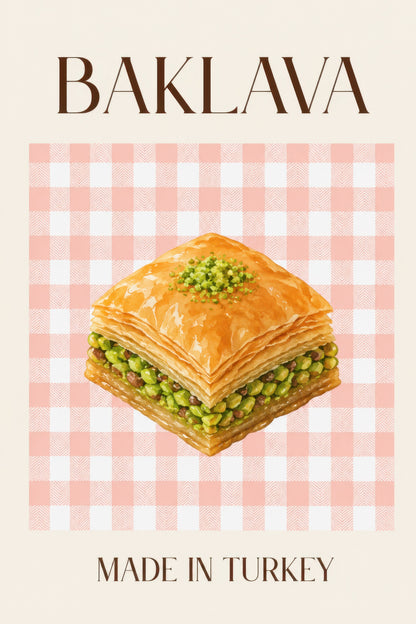 Krem Yeşil Baklava Mutfak Temalı Duvar Tablosu