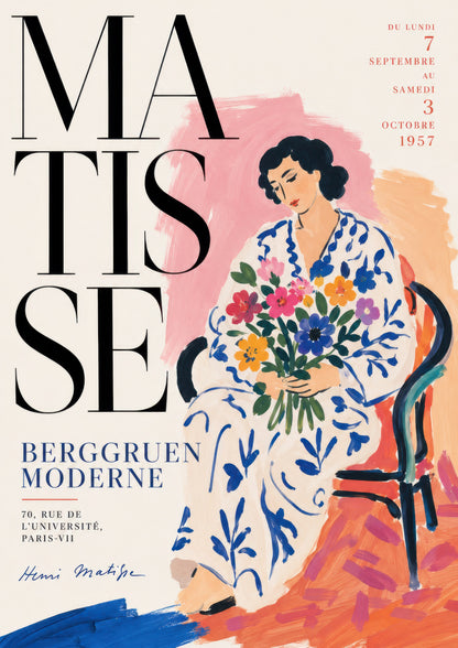 Pembe Mavi Turuncu Matisse Sergisi Vintage Sanat Duvar Tablosu