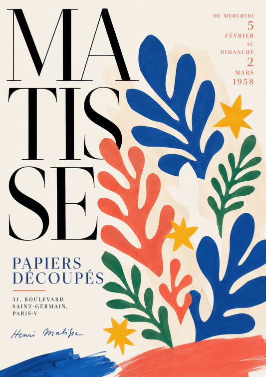 Mavi Mercan Yeşil Matisse Sergi Afişi Sanat Tarihi Duvar Tablosu