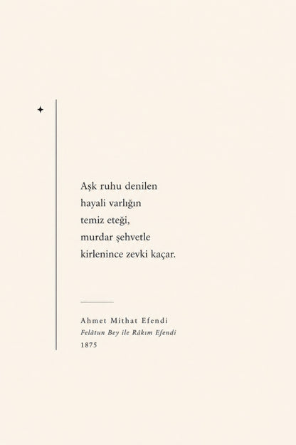 Bej Siyah Ahmet Mithat Efendi Şiir Minimalist Duvar Tablosu