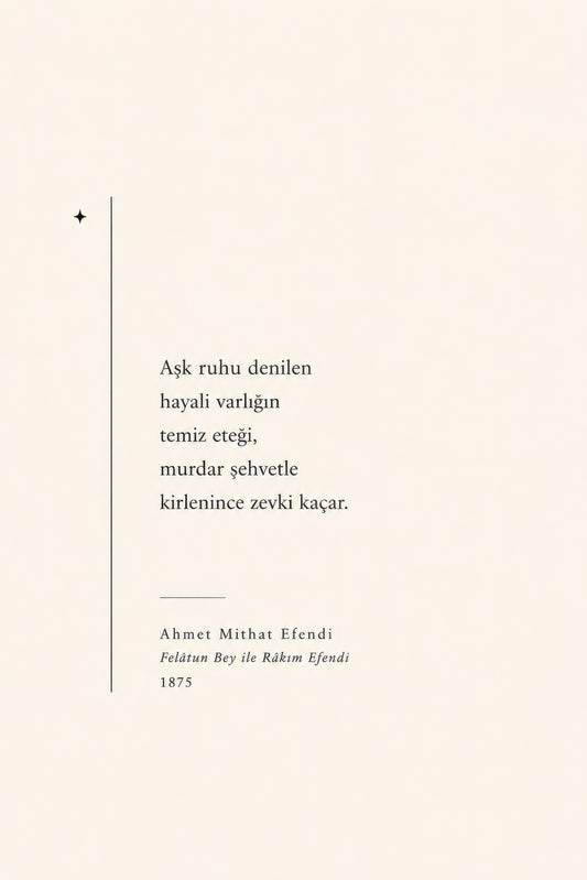 Bej Siyah Ahmet Mithat Efendi Şiir Minimalist Duvar Tablosu
