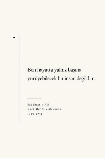 Krem Siyah Sabahattin Ali Alıntı Edebiyat Duvar Tablosu