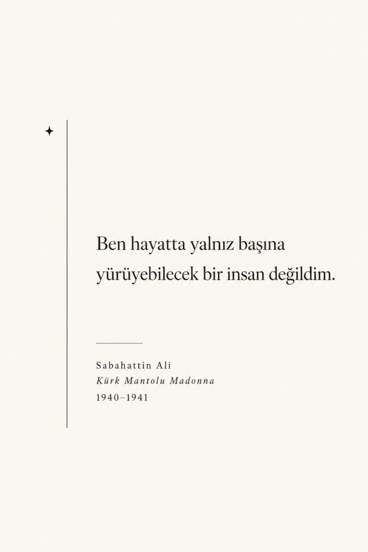 Krem Siyah Sabahattin Ali Alıntı Edebiyat Duvar Tablosu