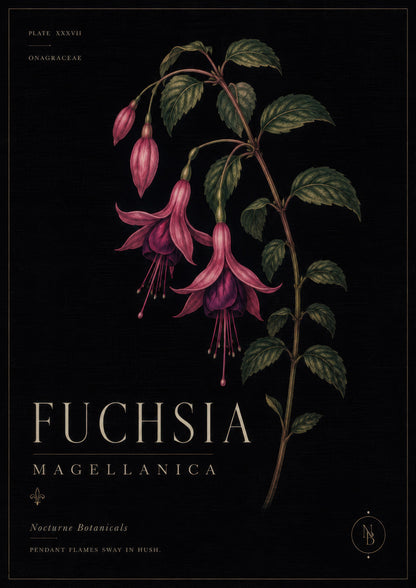 Pembe Yeşil Fuchsia Botanik Bitki Duvar Tablosu