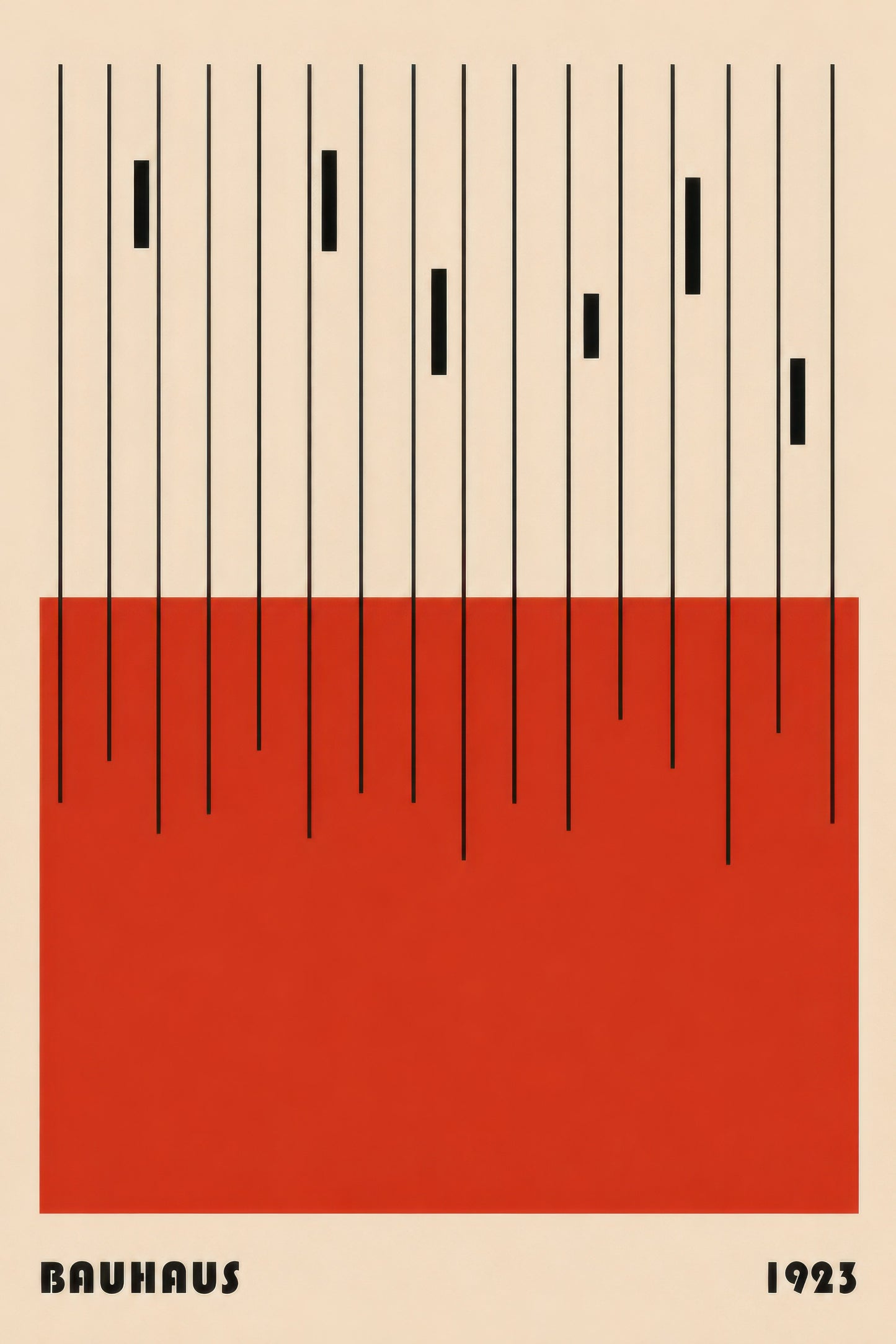 Kırmızı Bej Bauhaus Geometrik Minimalist Duvar Tablosu