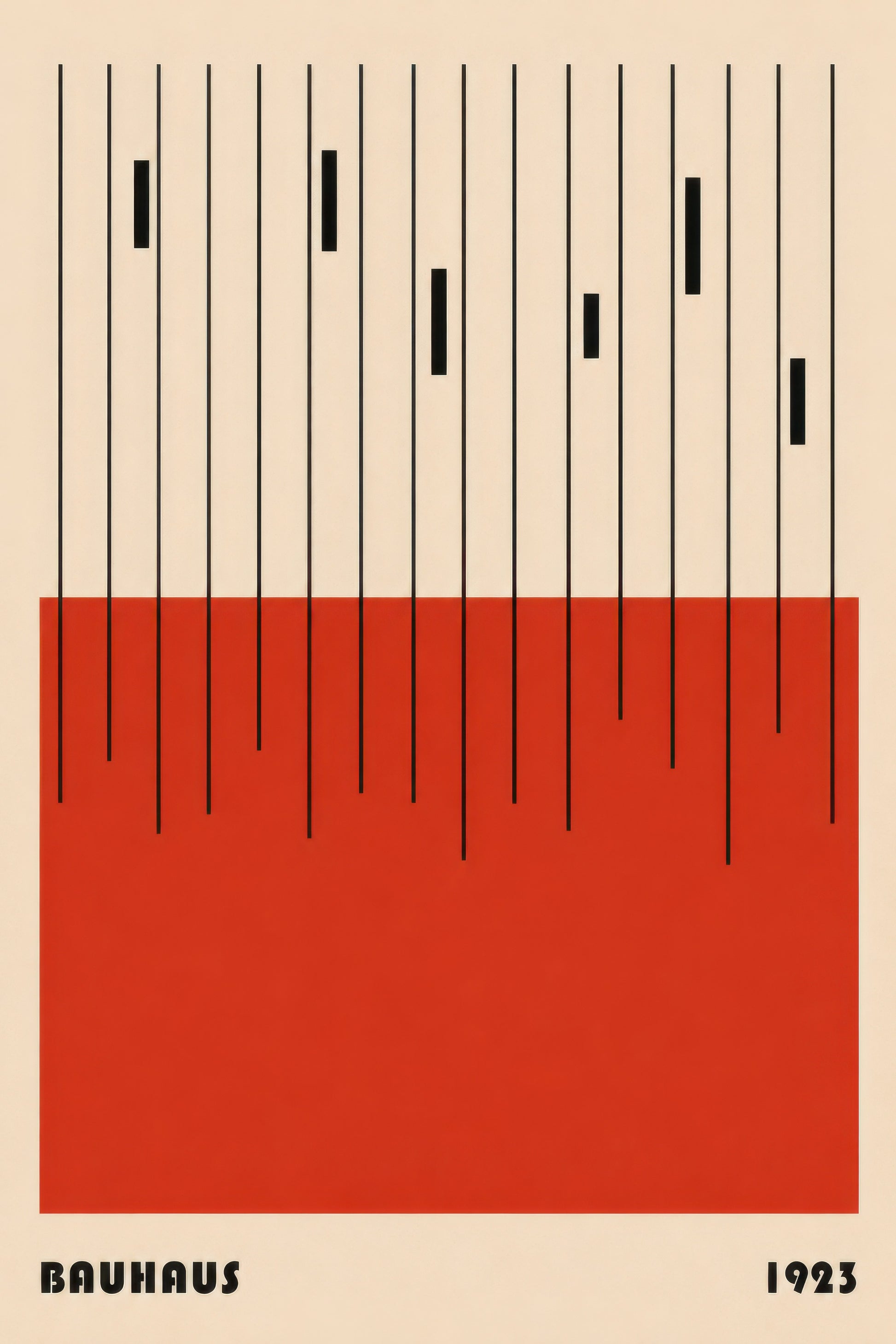 Kırmızı Bej Bauhaus Geometrik Minimalist Duvar Tablosu