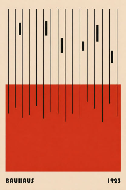 Kırmızı Bej Bauhaus Geometrik Minimalist Duvar Tablosu