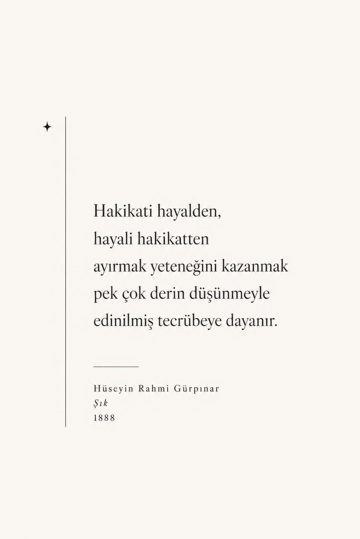 Krem Siyah Hüseyin Rahmi Gürpınar Sözü Minimalist Duvar Tablosu