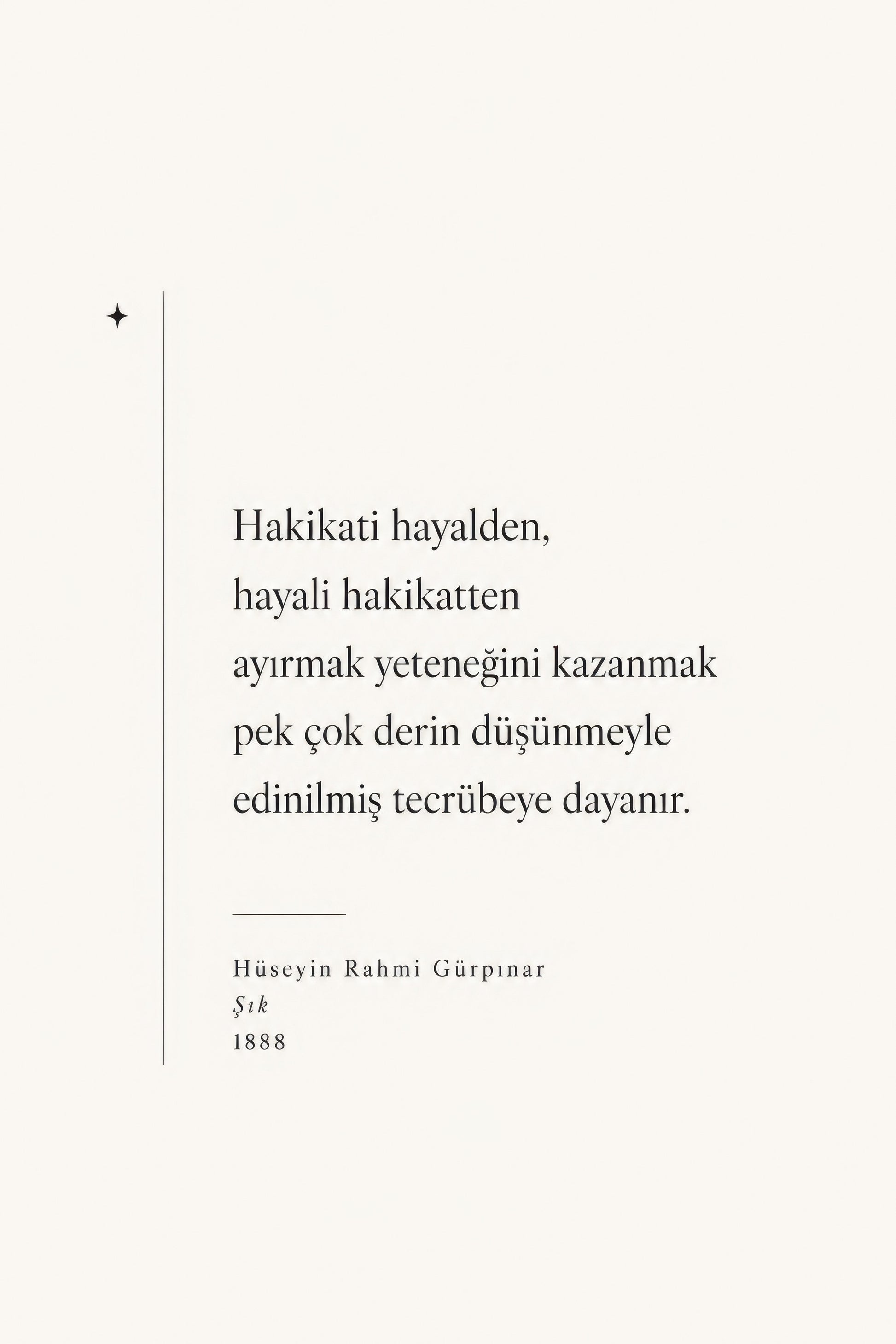 Krem Siyah Hüseyin Rahmi Gürpınar Sözü Minimalist Duvar Tablosu
