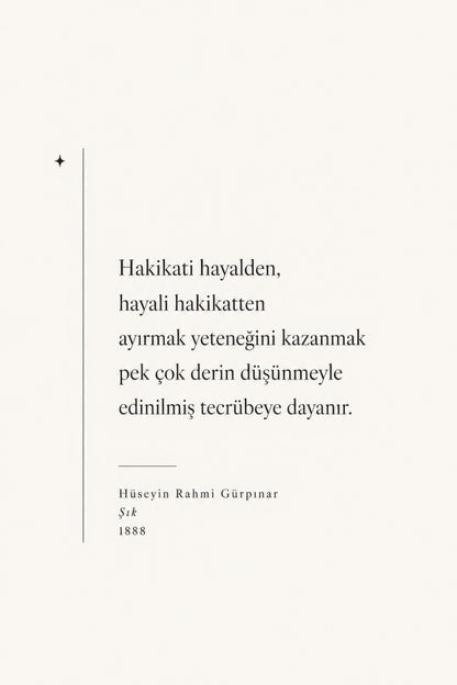 Krem Siyah Hüseyin Rahmi Gürpınar Sözü Minimalist Duvar Tablosu