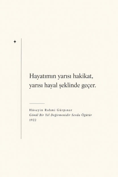 Krem Siyah Hüseyin Rahmi Gürpınar Alıntı Minimalist Duvar Tablosu