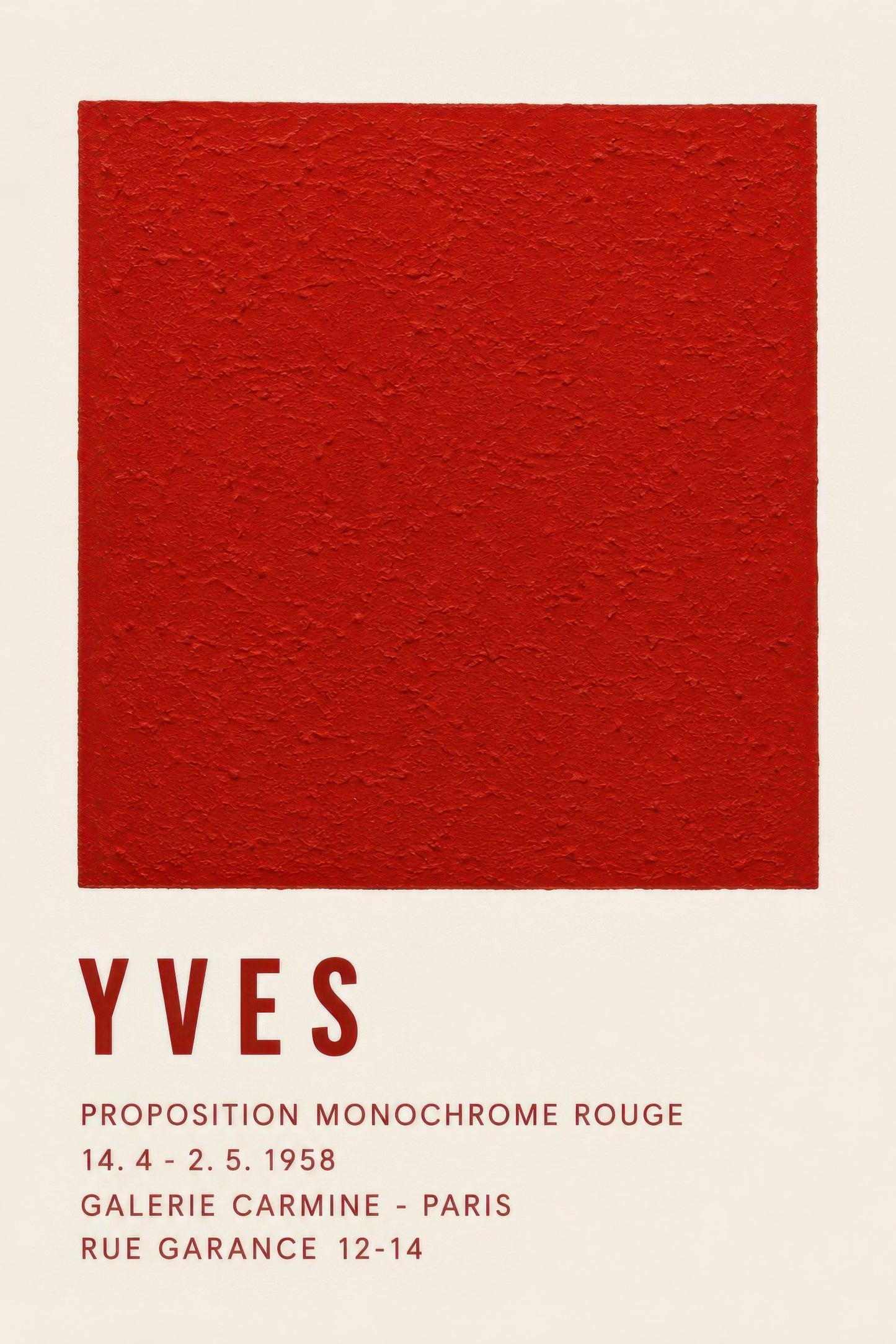 Kırmızı Bej Yves Klein Sergi Afişi Minimalist Duvar Tablosu