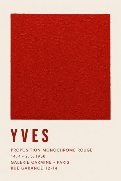 Kırmızı Bej Yves Klein Sergi Afişi Minimalist Duvar Tablosu