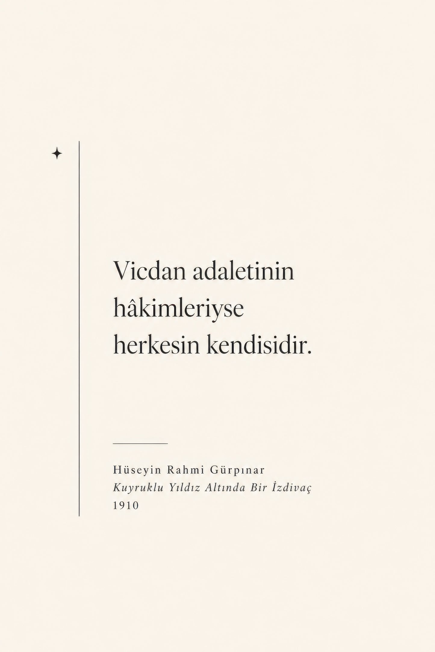Bej Siyah Hüseyin Rahmi Gürpınar Alıntı Tipografi Duvar Tablosu