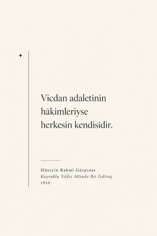Bej Siyah Hüseyin Rahmi Gürpınar Alıntı Tipografi Duvar Tablosu