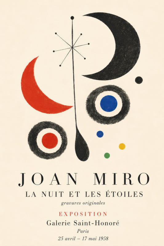 Kırmızı Siyah Mavi Soyut Geometrik Joan Miró Sanat Duvar Tablosu