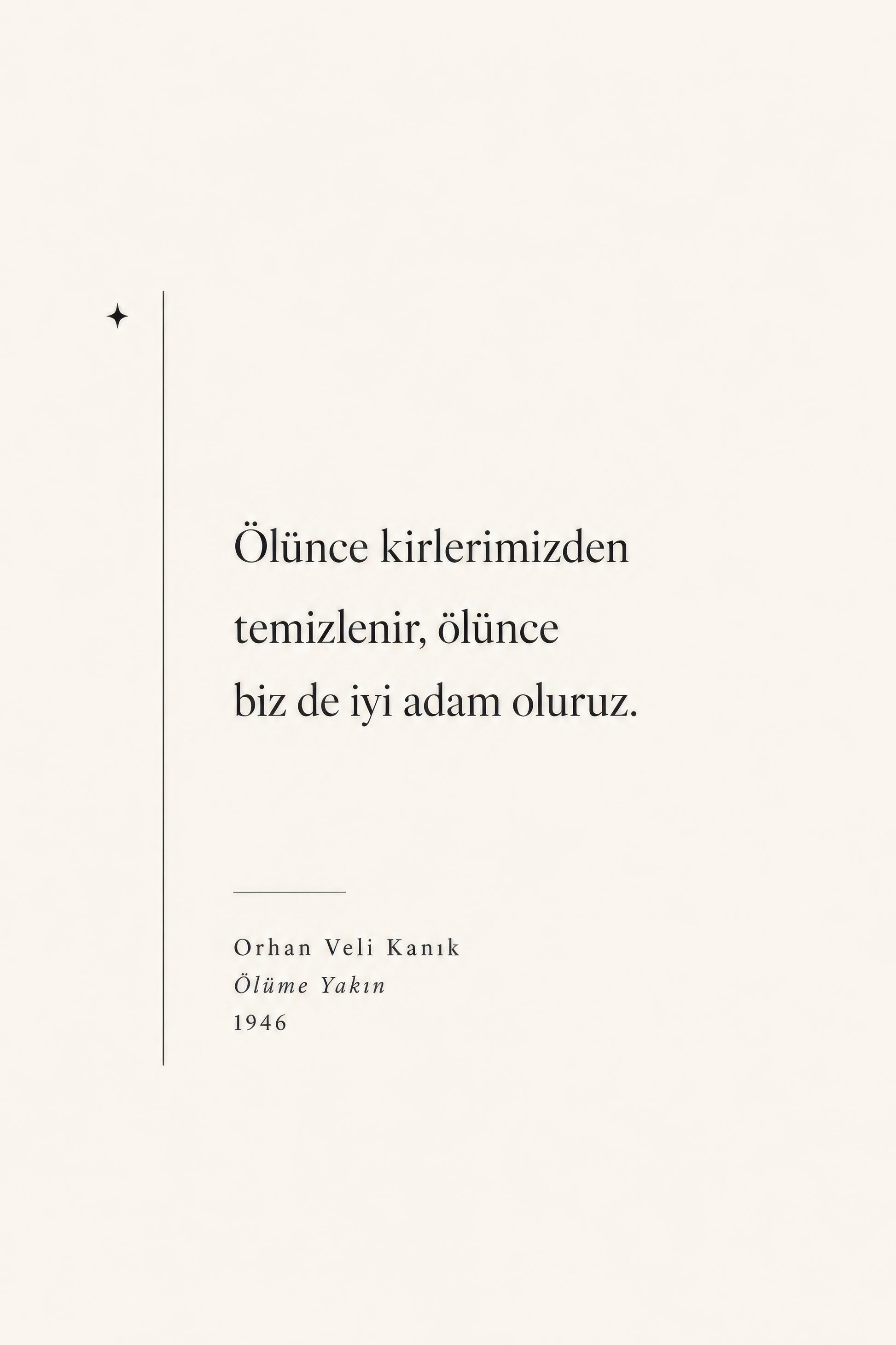 Krem Siyah Orhan Veli Kanık Şiir Tipografi Duvar Tablosu