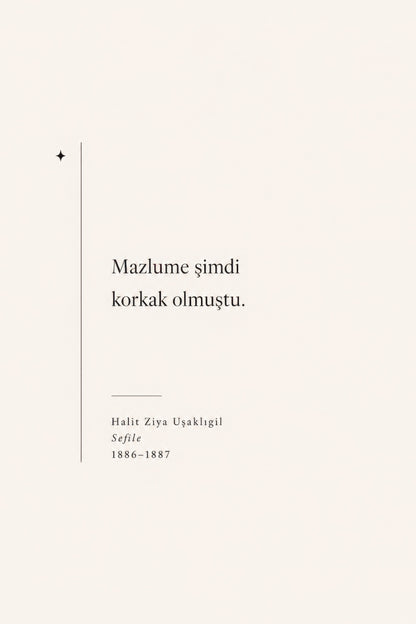 Bej Siyah Halit Ziya Uşaklıgil Alıntı Minimalist Duvar Tablosu