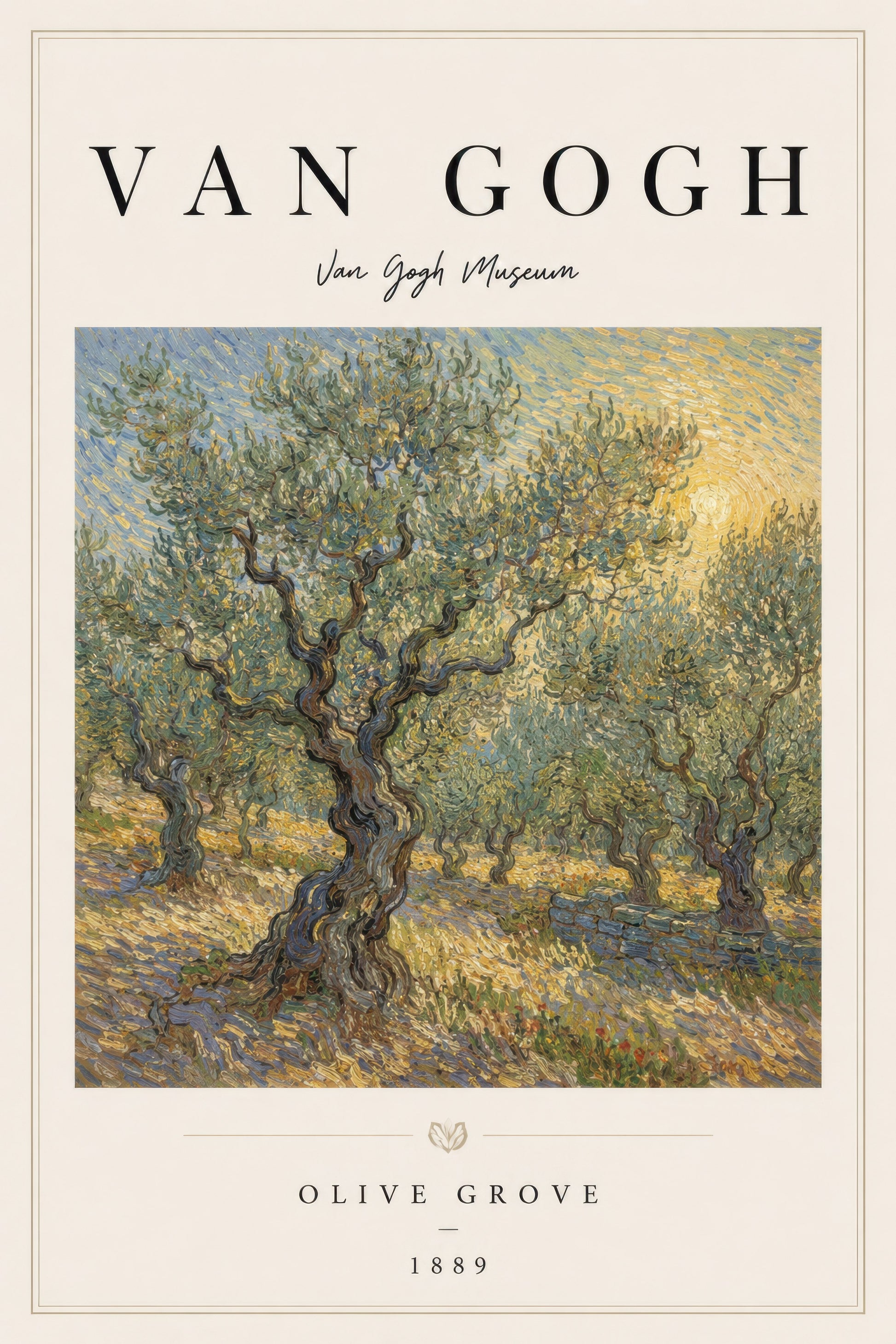 Yeşil Sarı Zeytin Ağaçları Van Gogh Empresyonist Duvar Tablosu