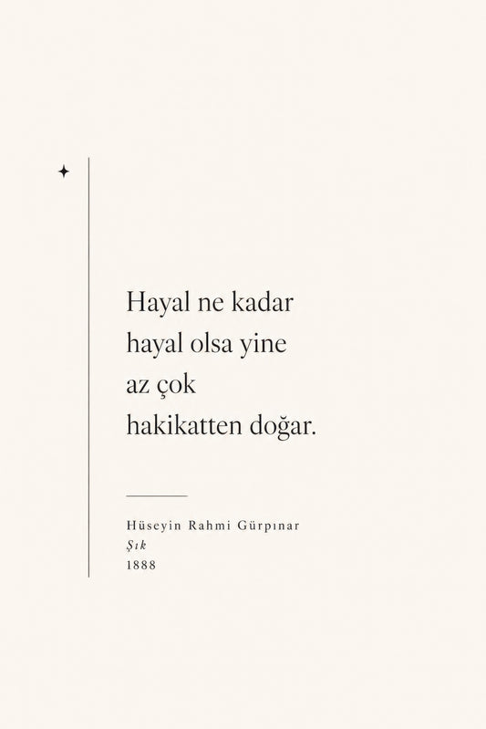 Bej Siyah Hüseyin Rahmi Gürpınar Şiir Tipografi Duvar Tablosu