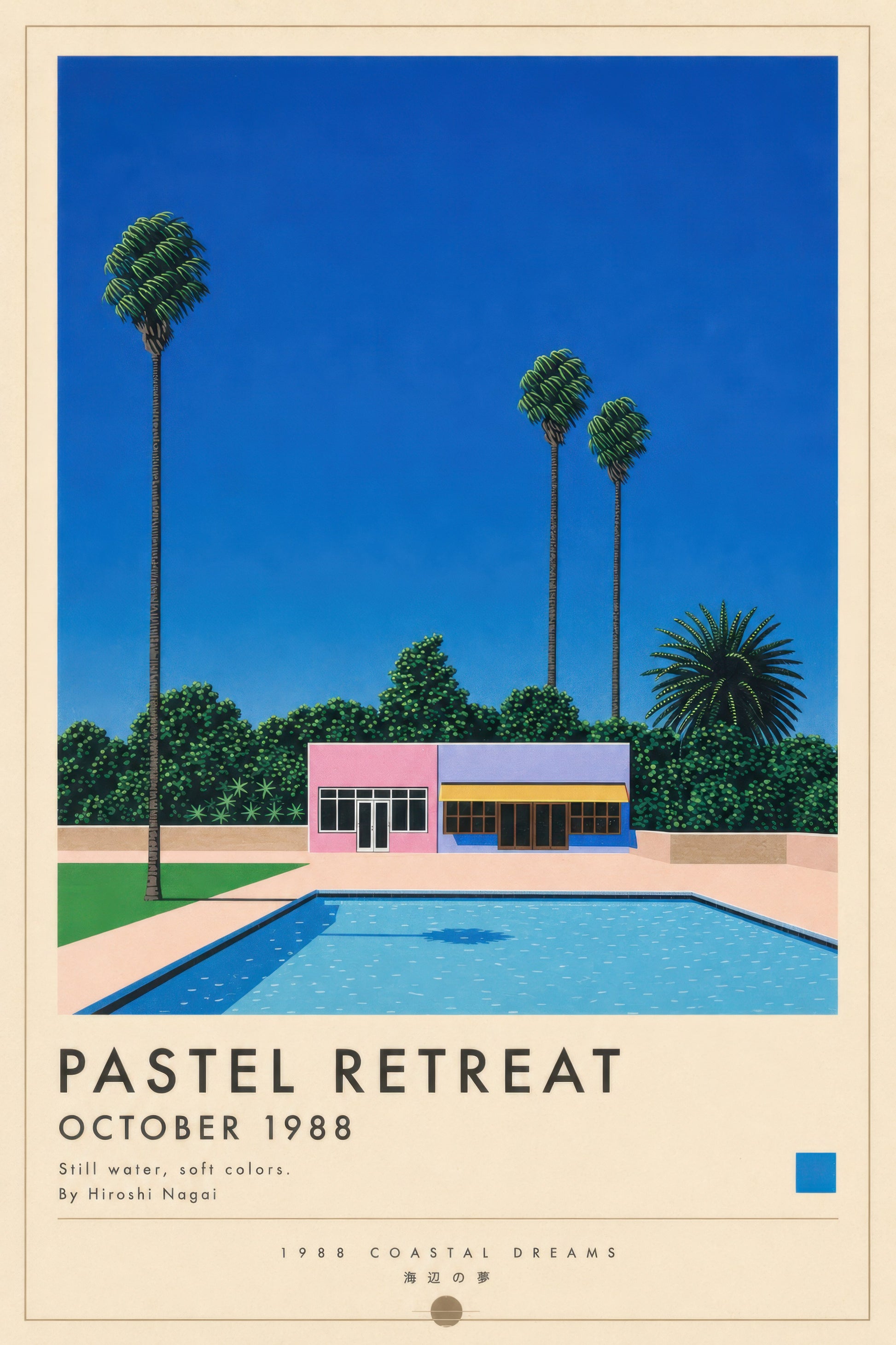 Mavi Pembe Kaliforniya Havuz Manzarası Minimalist Duvar Tablosu
