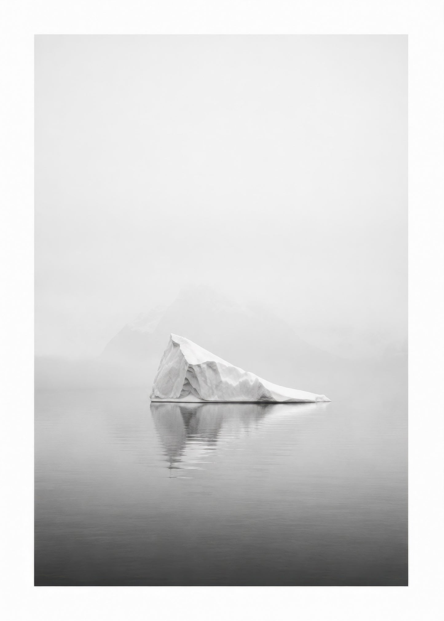 Beyaz Gri Buzul Manzarası Minimalist Duvar Tablosu