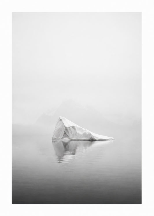 Beyaz Gri Buzul Manzarası Minimalist Duvar Tablosu