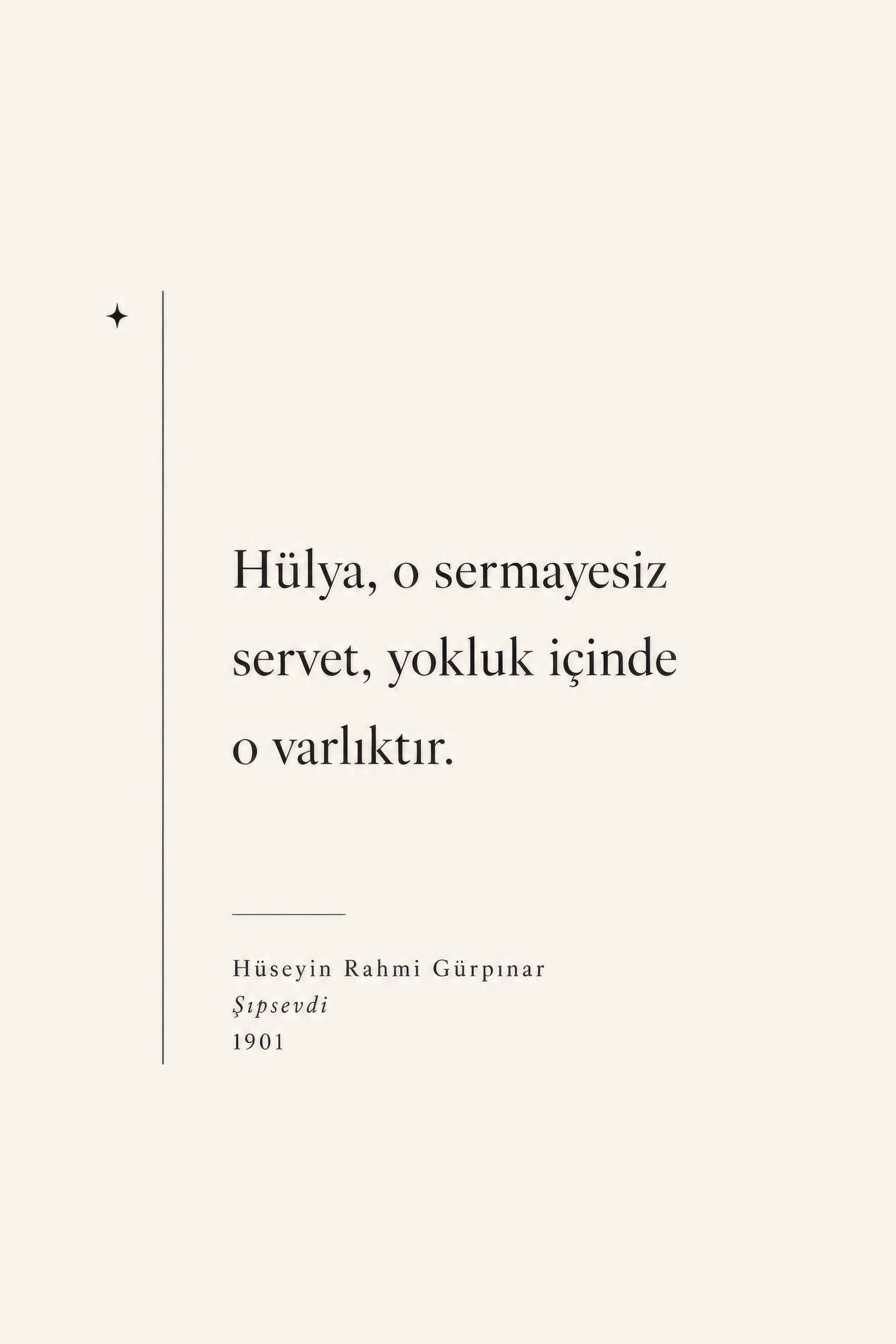Krem Siyah Hüseyin Rahmi Gürpınar Alıntısı Minimalist Duvar Tablosu