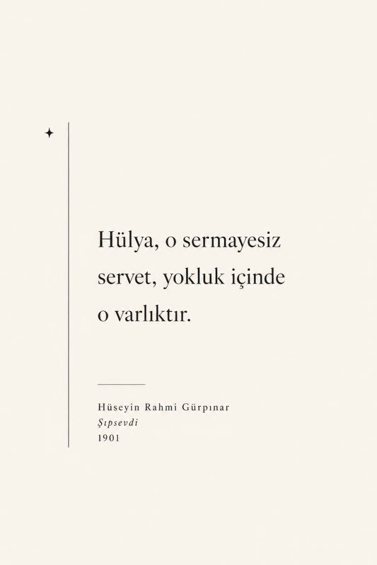 Krem Siyah Hüseyin Rahmi Gürpınar Alıntısı Minimalist Duvar Tablosu