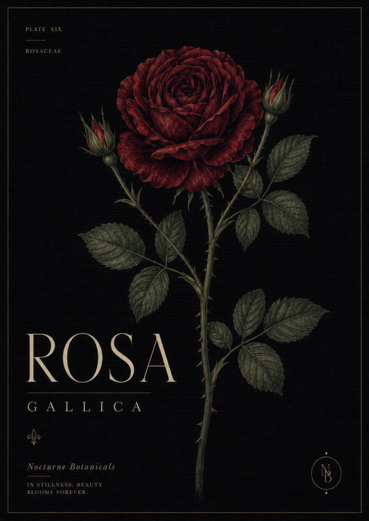Bordo Yeşil Gül Botanik Duvar Tablosu
