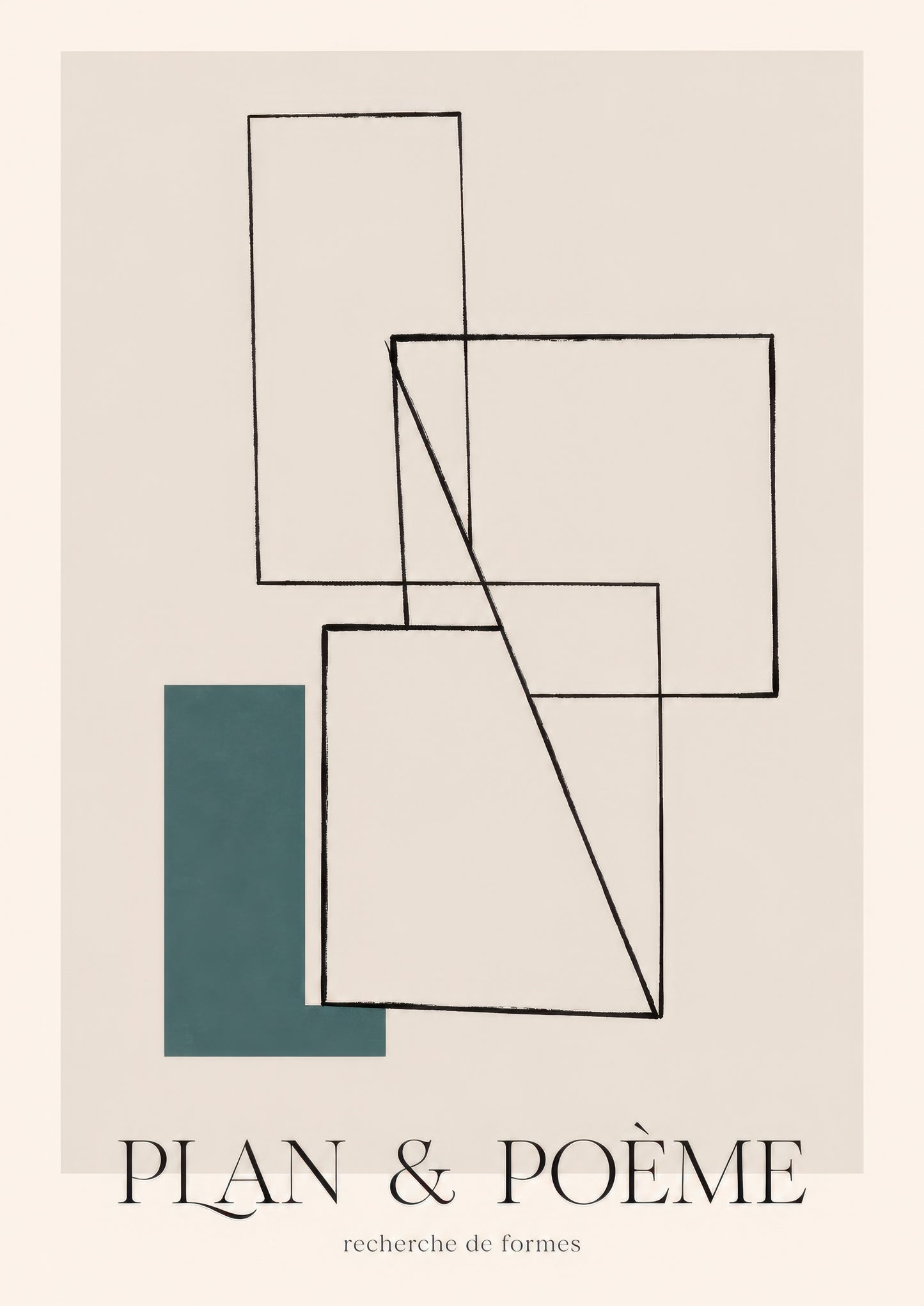 Bej Yeşil Geometrik Soyut Mimari Duvar Tablosu
